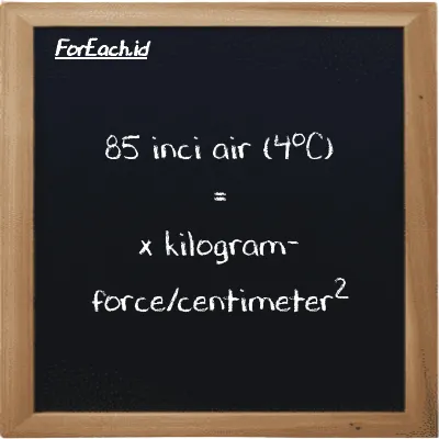 Contoh konversi inci air (4<sup>o</sup>C) ke kilogram-force/centimeter<sup>2</sup> (inH2O ke kgf/cm<sup>2</sup>)